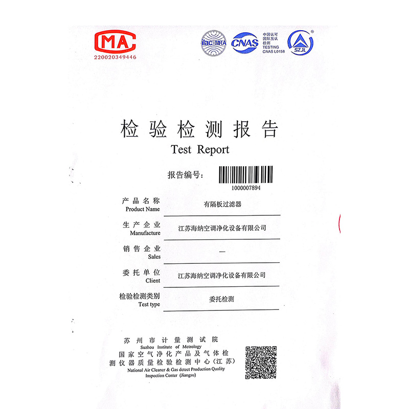 有隔板高效檢測報告